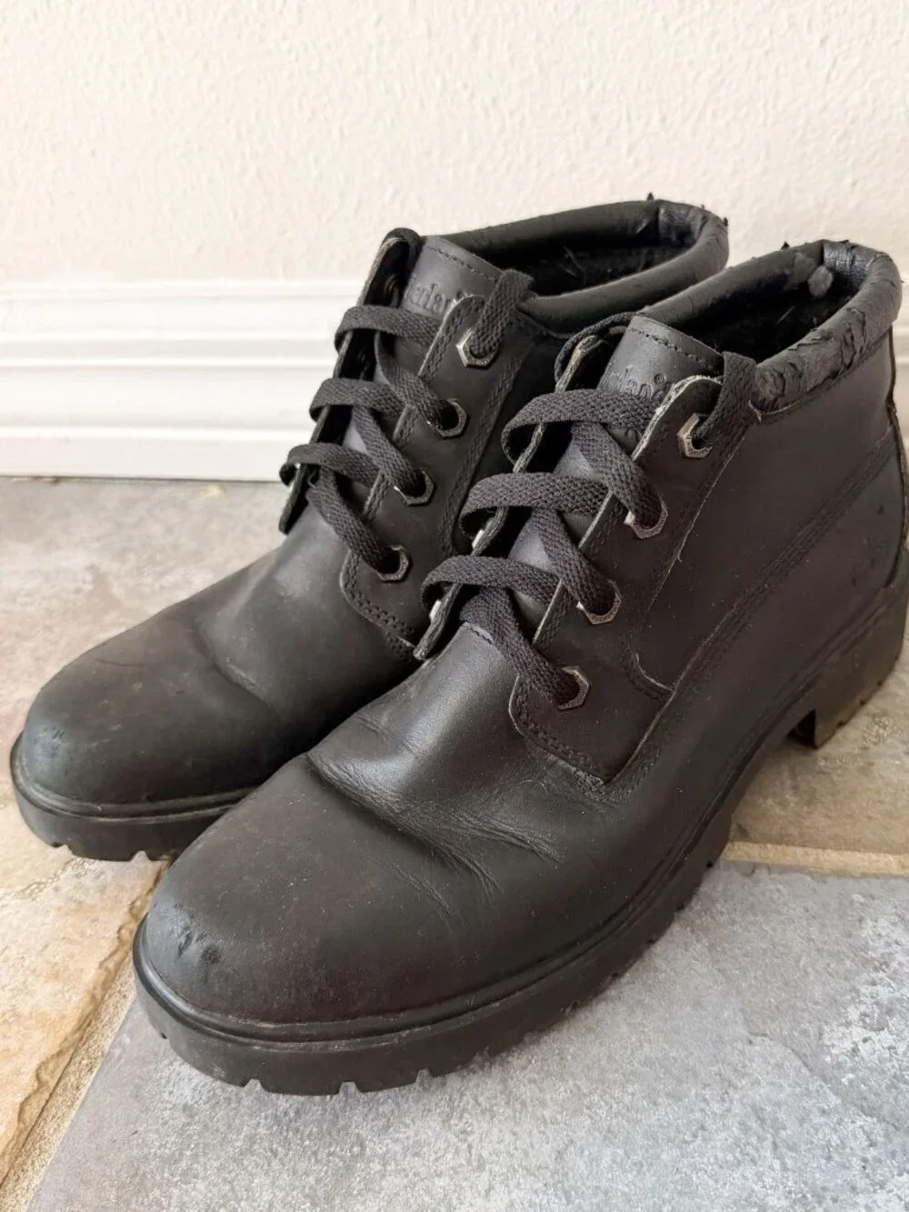 Timberland 1973 Newman Black Leather Chukka Boots Lace Up Ankle Work Mens 8.5